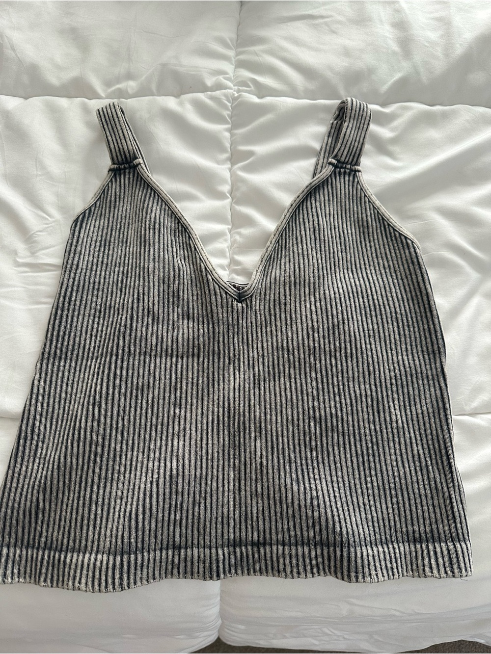 Free People Striped Ribbed Knit Tank in Black and Cream